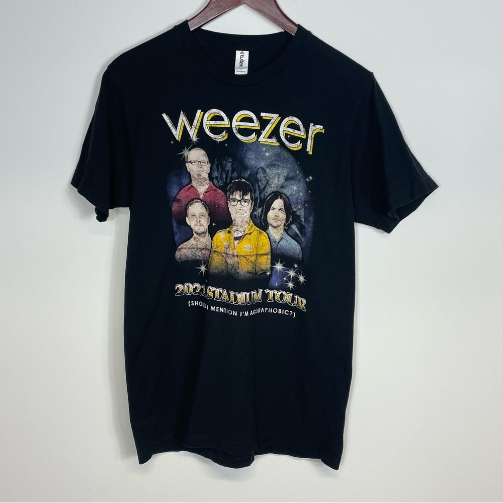 Weezer 2021 Stadium Tour Black Graphic Band Tee Size M - Picture 3 of 8